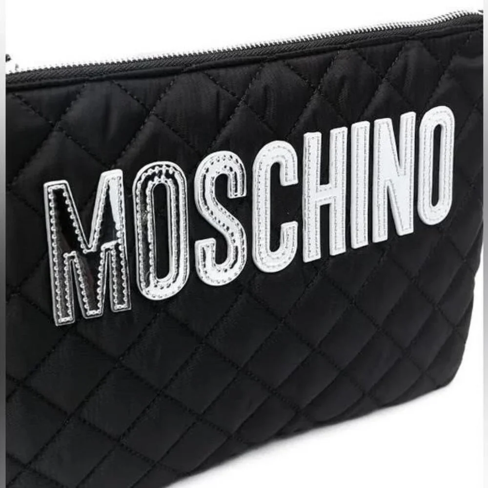 New 💯 Authentic Moschino quilted logo clutch bag